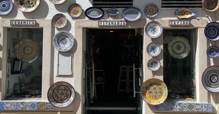 Front of our ceramics store in Tavira